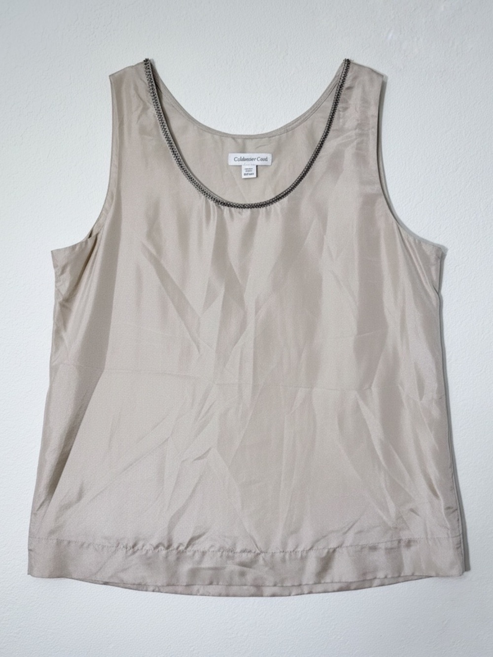 Coldwater Creek Silk Beaded Trim Shell Top Petite XL (18)